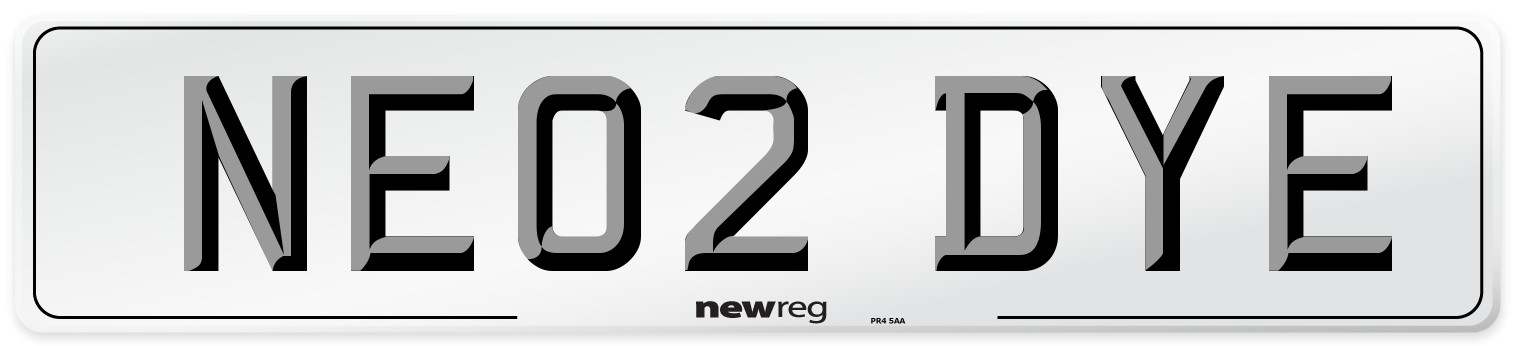 NE02 DYE Number Plate from New Reg
